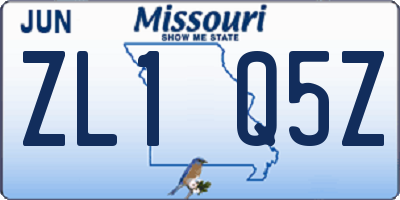 MO license plate ZL1Q5Z