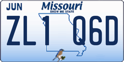 MO license plate ZL1Q6D