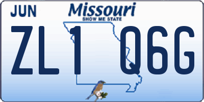 MO license plate ZL1Q6G