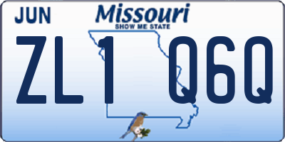 MO license plate ZL1Q6Q