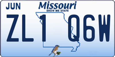 MO license plate ZL1Q6W