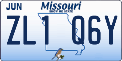 MO license plate ZL1Q6Y