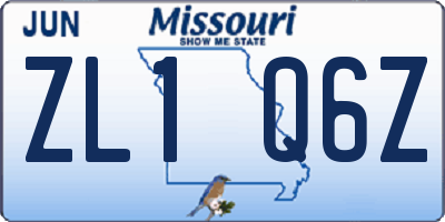 MO license plate ZL1Q6Z