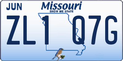 MO license plate ZL1Q7G