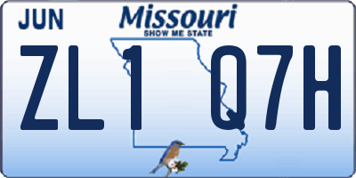 MO license plate ZL1Q7H