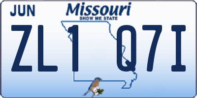 MO license plate ZL1Q7I