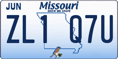 MO license plate ZL1Q7U