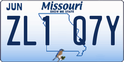 MO license plate ZL1Q7Y