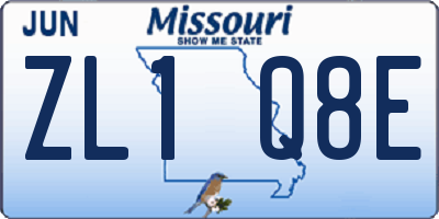 MO license plate ZL1Q8E