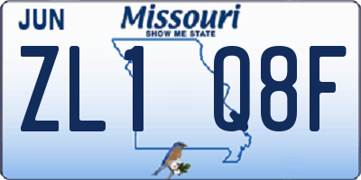 MO license plate ZL1Q8F