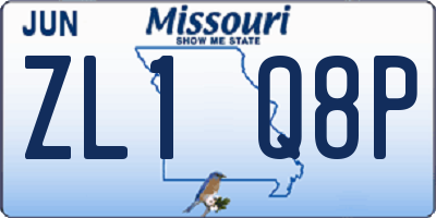 MO license plate ZL1Q8P