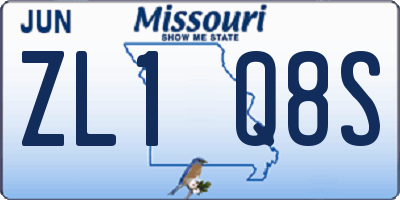 MO license plate ZL1Q8S