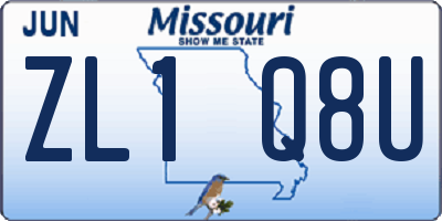 MO license plate ZL1Q8U