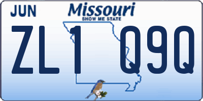 MO license plate ZL1Q9Q