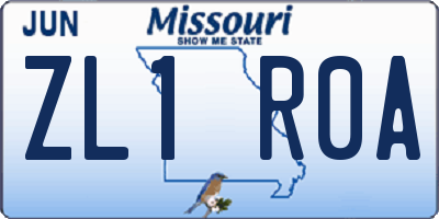 MO license plate ZL1R0A