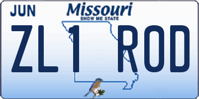 MO license plate ZL1R0D