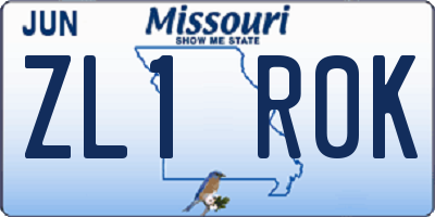 MO license plate ZL1R0K