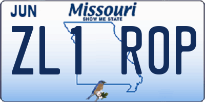 MO license plate ZL1R0P