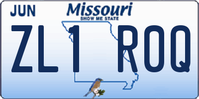 MO license plate ZL1R0Q