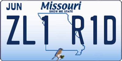 MO license plate ZL1R1D