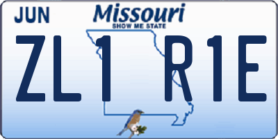 MO license plate ZL1R1E