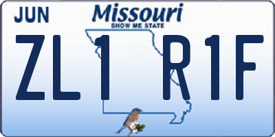 MO license plate ZL1R1F