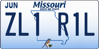 MO license plate ZL1R1L