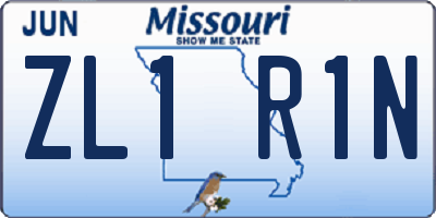 MO license plate ZL1R1N