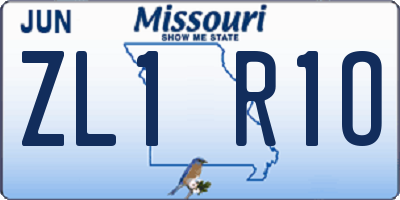 MO license plate ZL1R1O