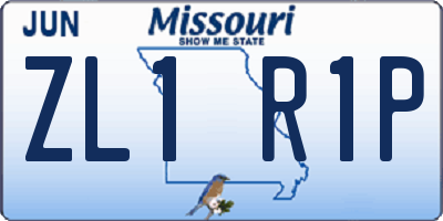 MO license plate ZL1R1P