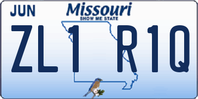 MO license plate ZL1R1Q