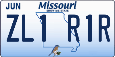 MO license plate ZL1R1R