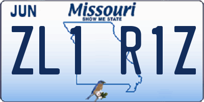MO license plate ZL1R1Z
