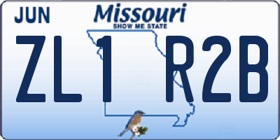 MO license plate ZL1R2B