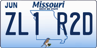 MO license plate ZL1R2D