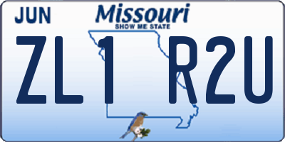 MO license plate ZL1R2U