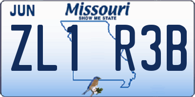 MO license plate ZL1R3B