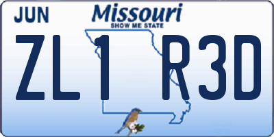 MO license plate ZL1R3D