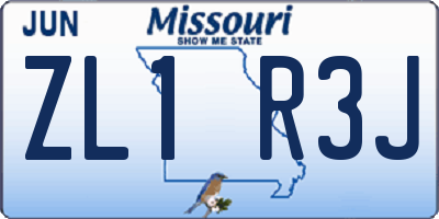 MO license plate ZL1R3J