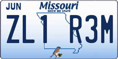 MO license plate ZL1R3M