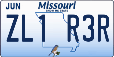 MO license plate ZL1R3R
