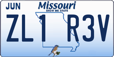 MO license plate ZL1R3V