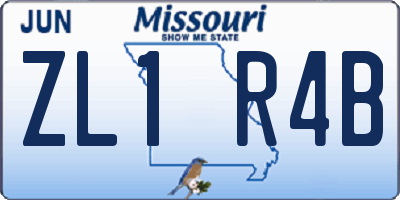 MO license plate ZL1R4B