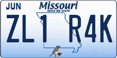 MO license plate ZL1R4K