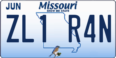 MO license plate ZL1R4N
