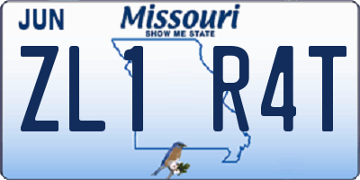 MO license plate ZL1R4T