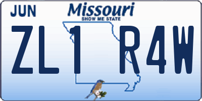 MO license plate ZL1R4W