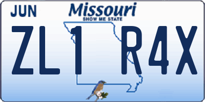 MO license plate ZL1R4X