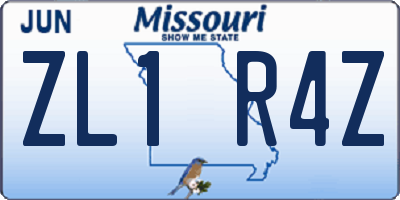 MO license plate ZL1R4Z
