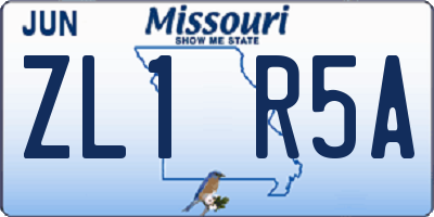 MO license plate ZL1R5A